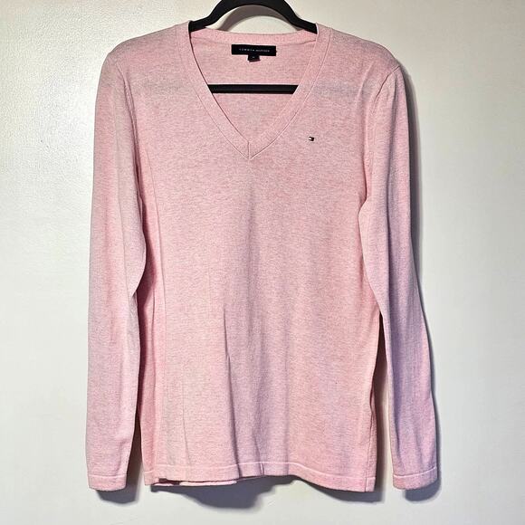 Tommy Hilfiger Women's Slim Fit V-Neck Sweater Pink Size Medium - Picture 2 of 6